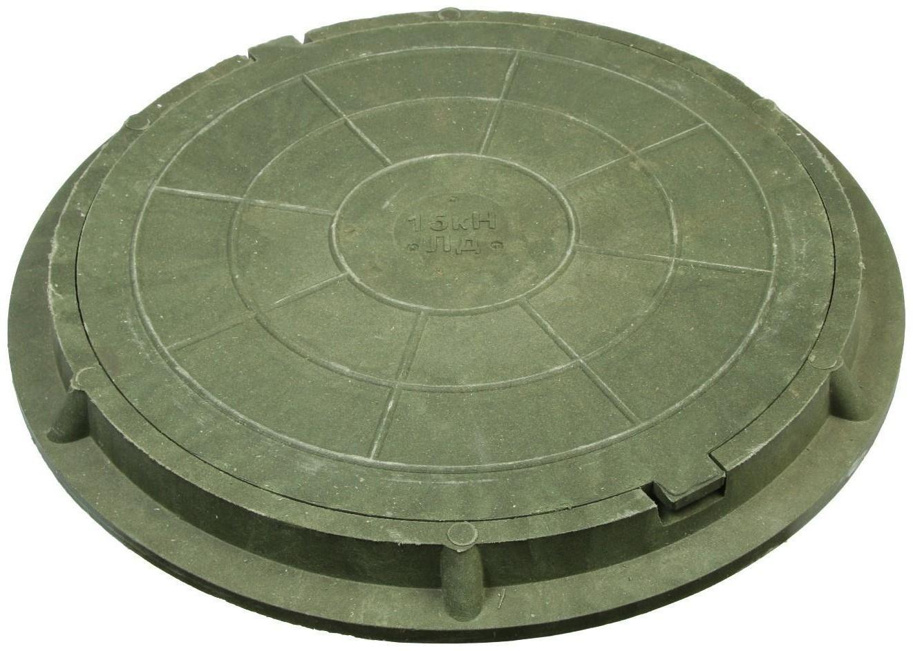 Люк полимерный, легкий, 15 кН, нагрузка до 1.5 т, зеленый