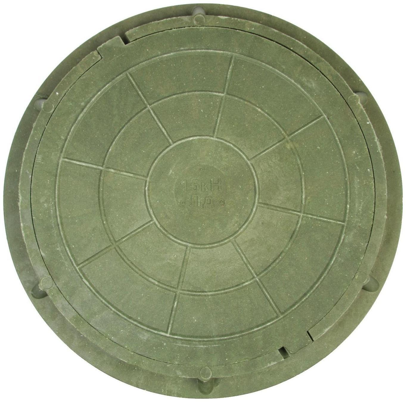 Люк полимерный, легкий, 15 кН, нагрузка до 1.5 т, зеленый