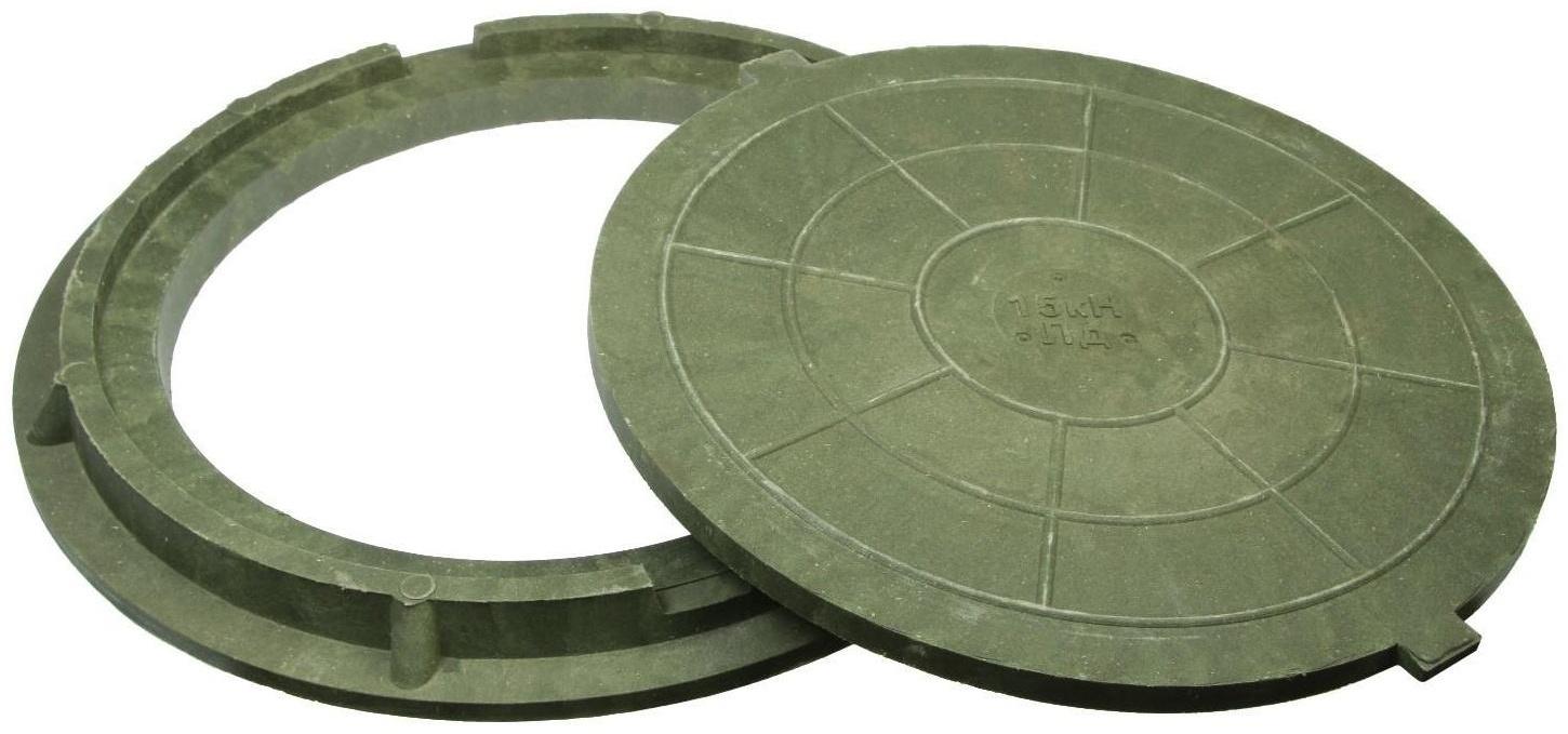 Люк полимерный, легкий, 15 кН, нагрузка до 1.5 т, зеленый