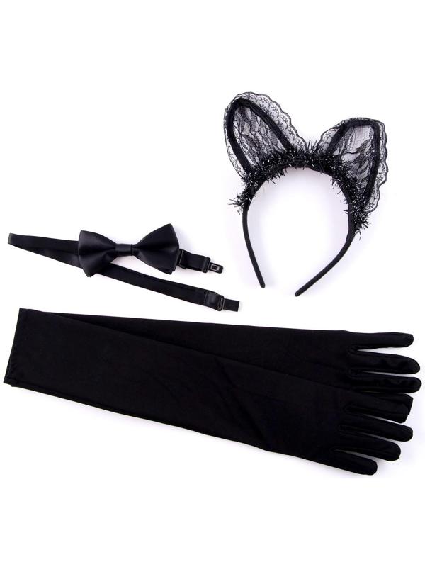Карнавальный костюм «Мяу», ободок, ушки, перчатки, бабочка