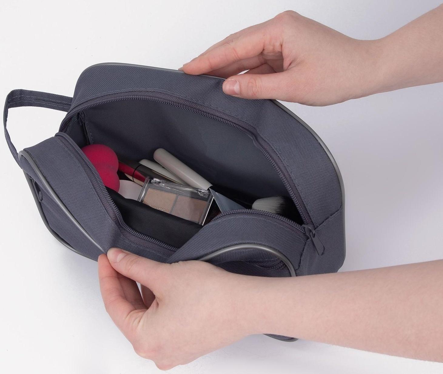 Косметичка на молнии, наружный карман, цвет серый