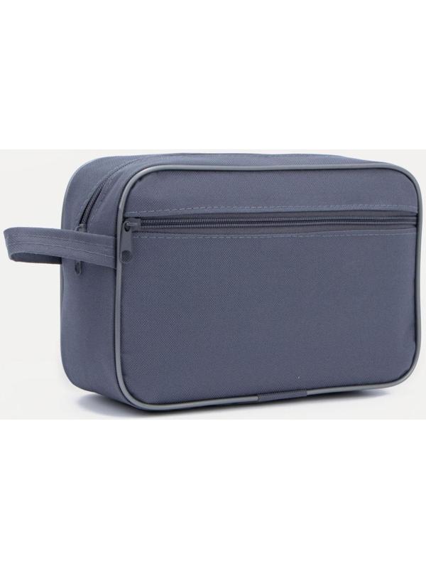 Косметичка на молнии, наружный карман, цвет серый