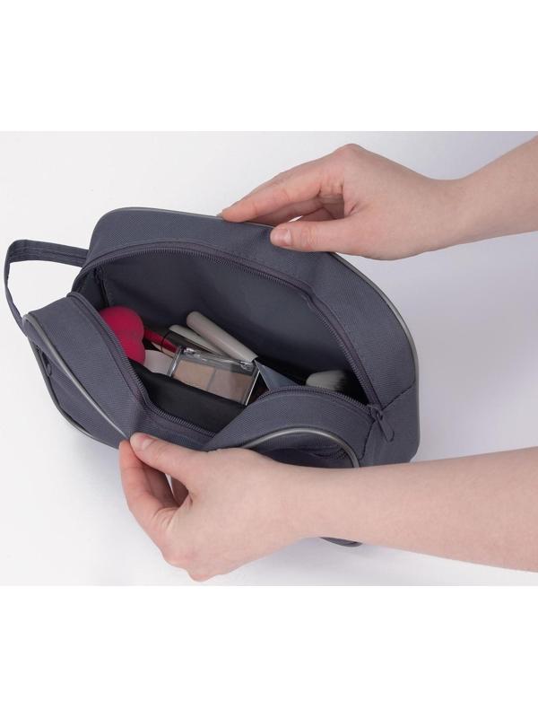 Косметичка на молнии, наружный карман, цвет серый
