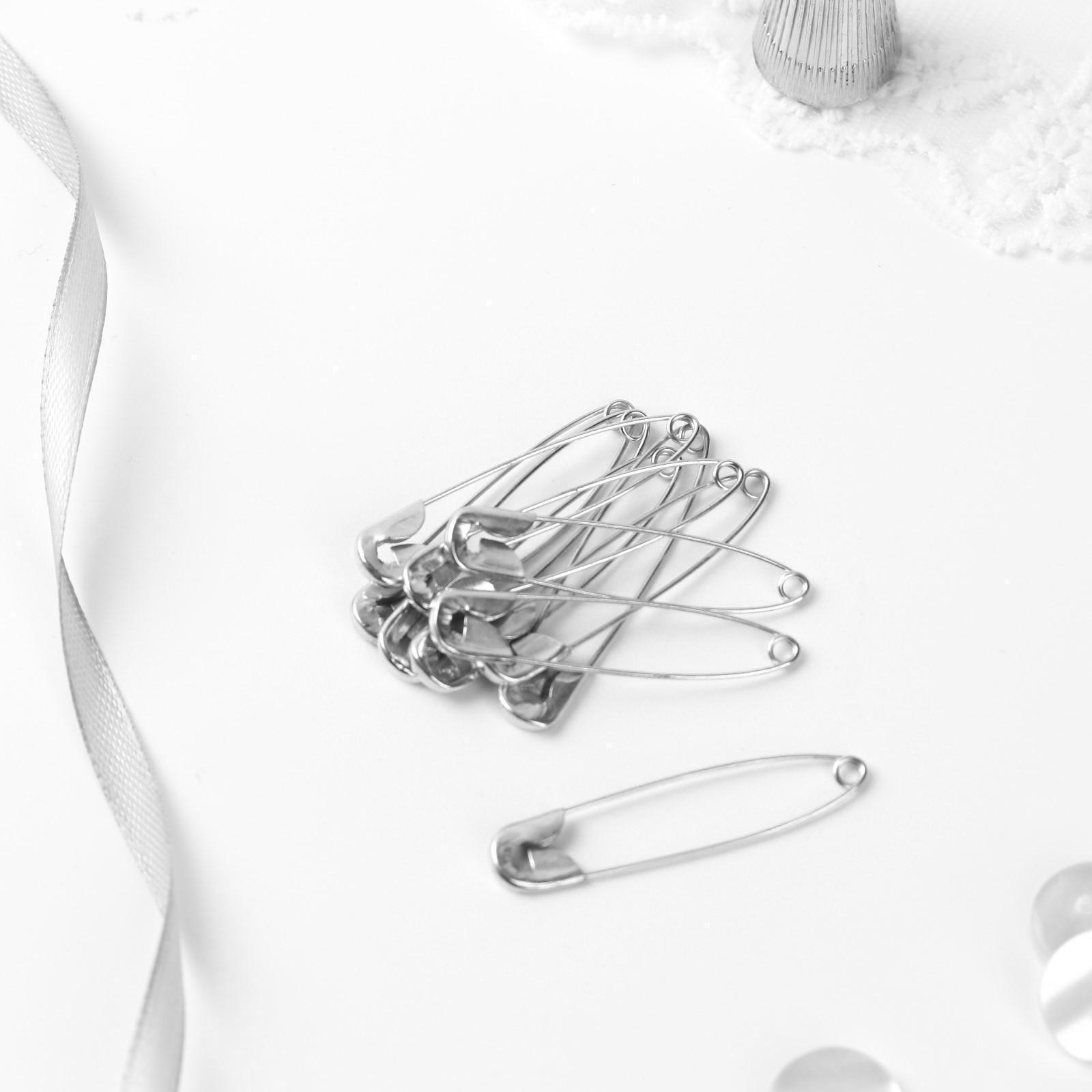 Булавки английские №3, 42 мм, 10 шт, цвет серебряный