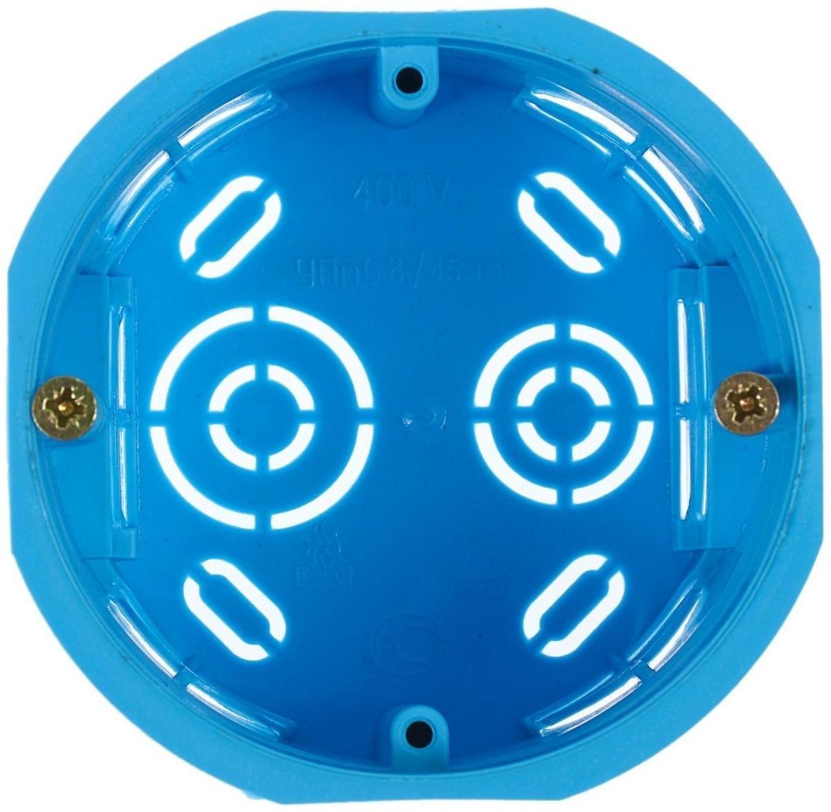 Коробка установочная TUNDRA, 68х45 мм, IP20, для сплошных стен, синяя