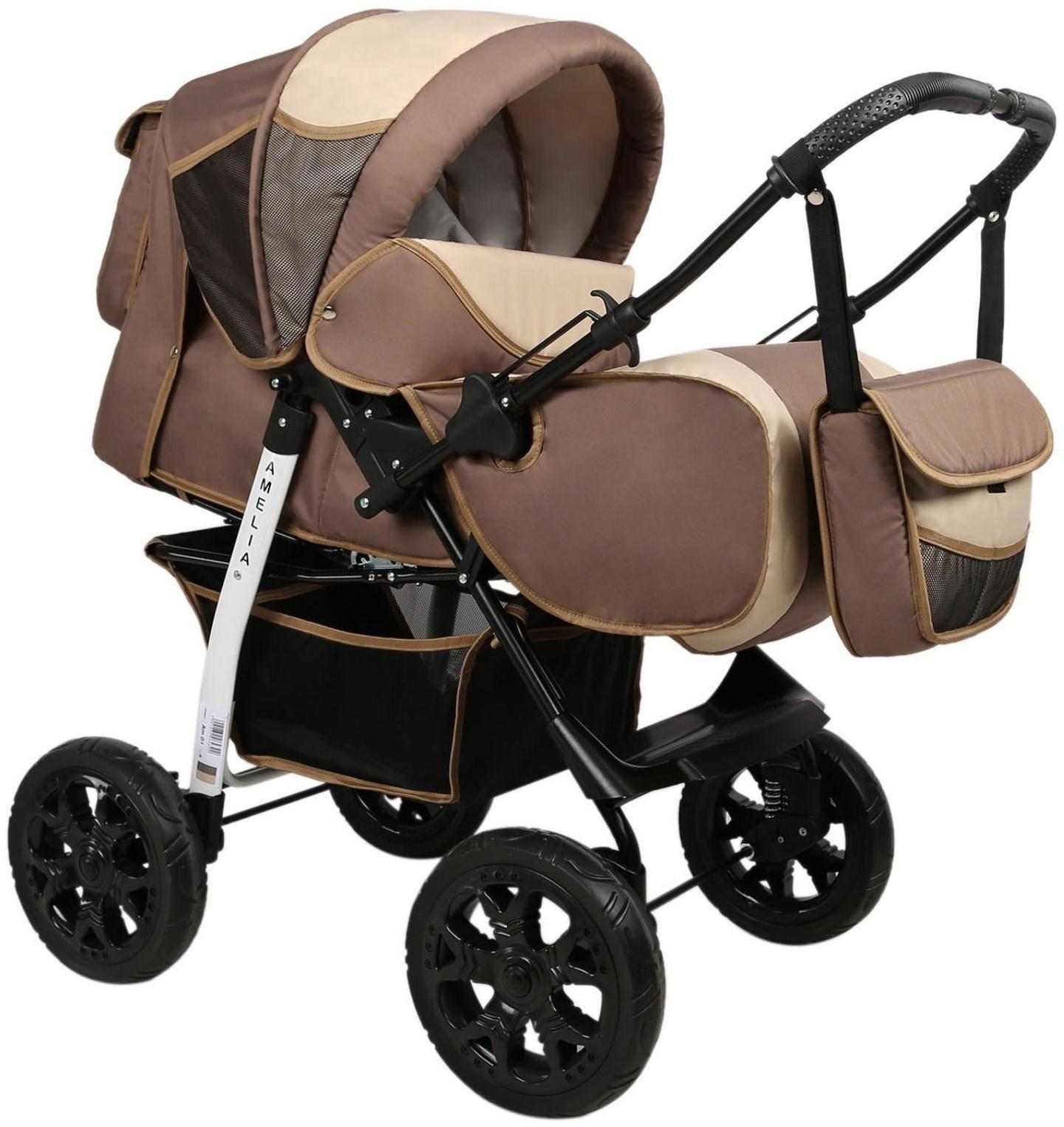 Коляска-трансформер Alis AMELIA I, цвет тёмно-бежевый/светло-бежевый