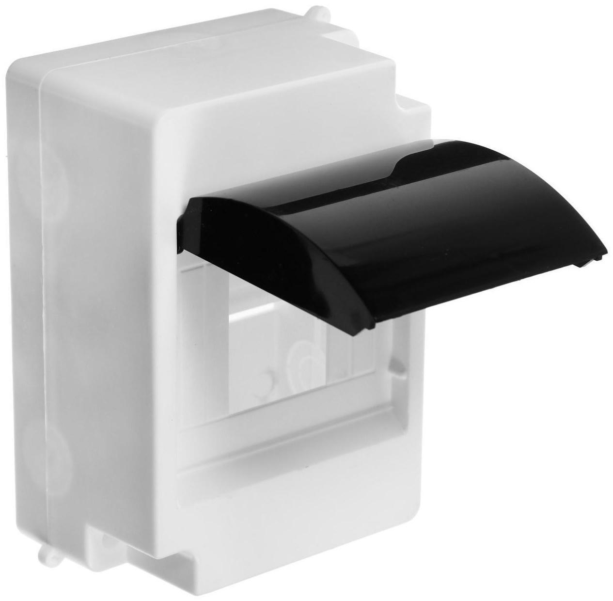 Щит TUNDRA ЩРН-П-4, на 4 модуля, IP30, с крышкой, навесной, пластик, цвет белый