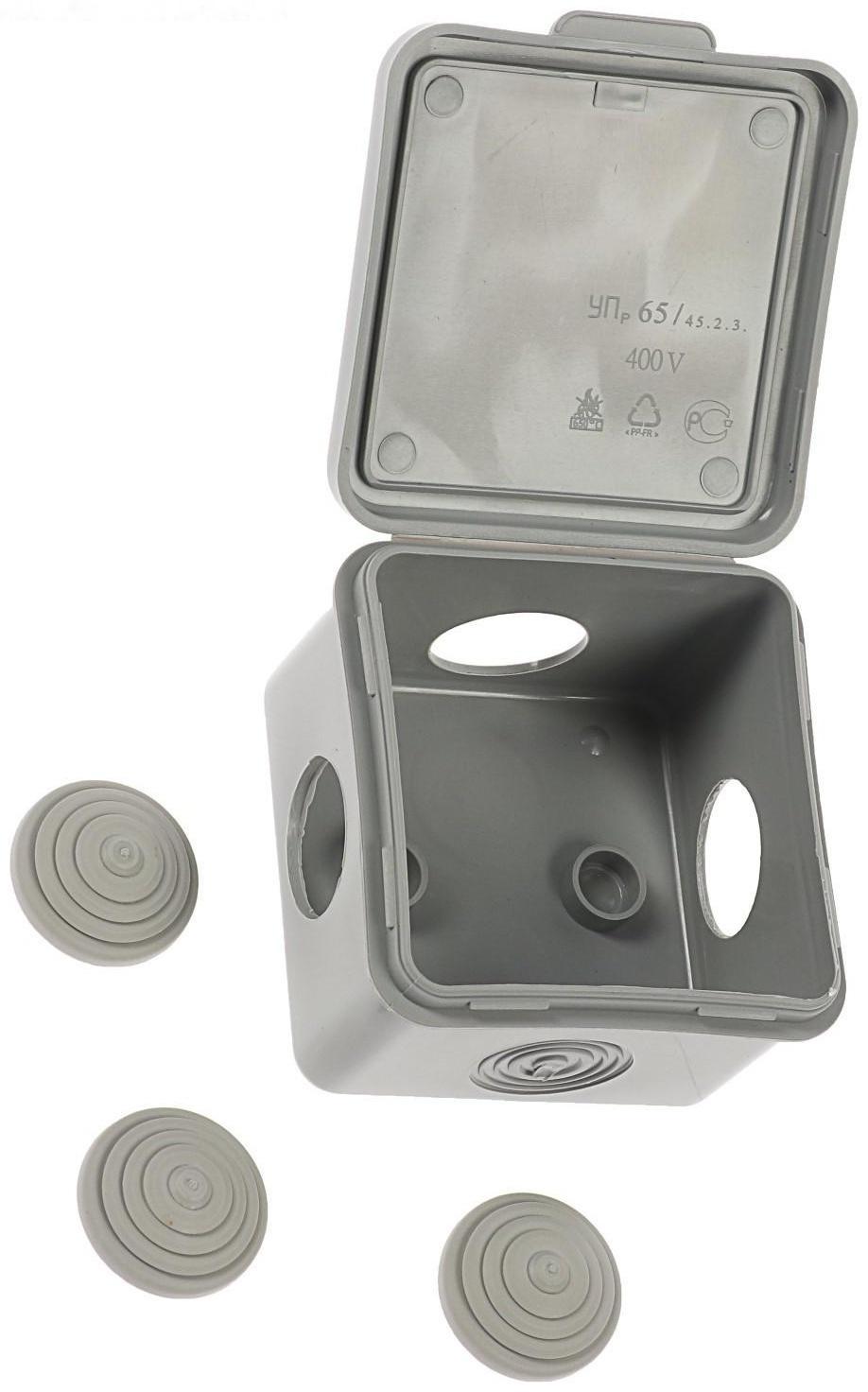 Коробка распределительная TUNDRA, 65х65х45 мм, IP54, для открытой установки, серый