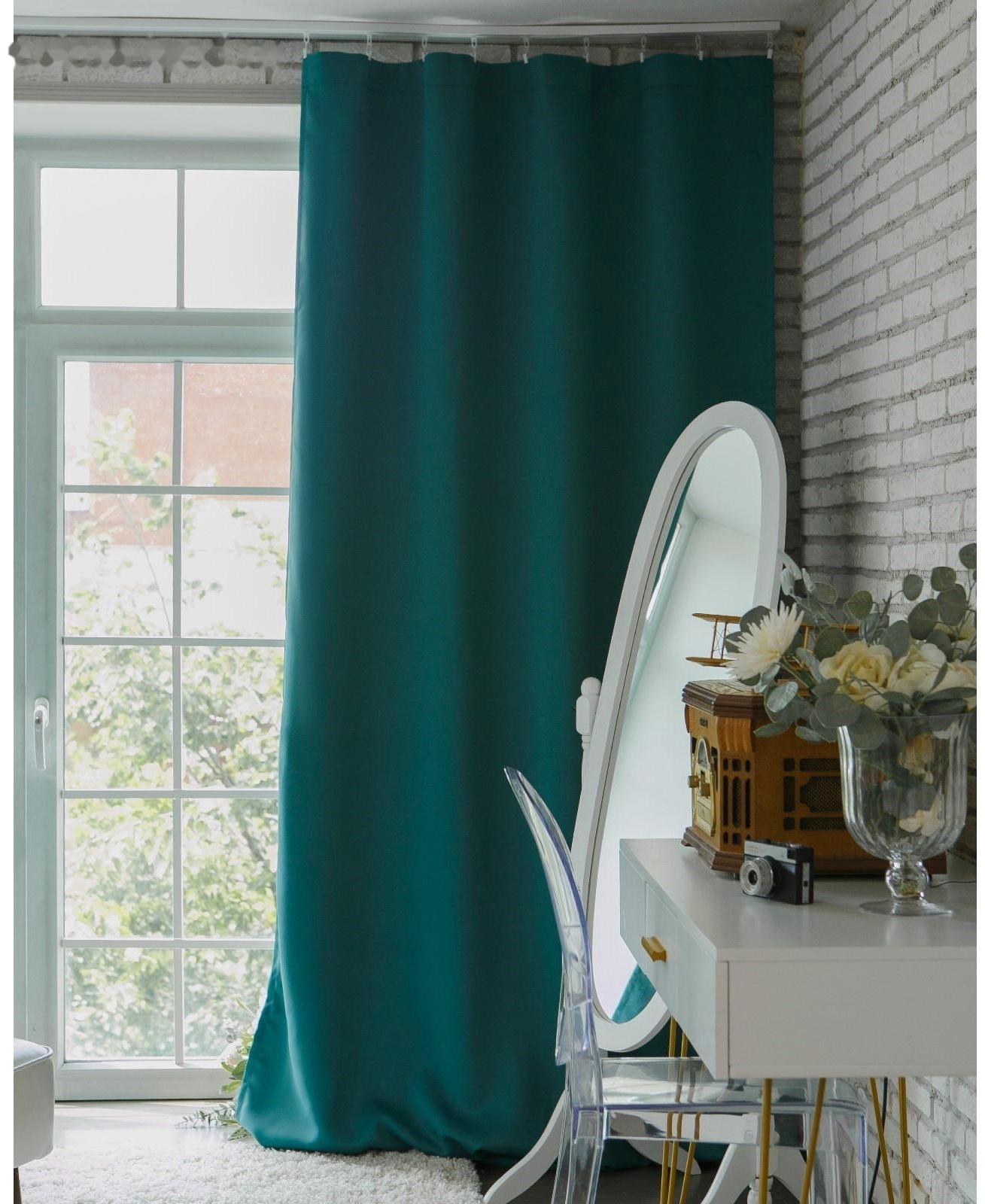 Штора портьерная «Этель» 250×265 см, блэкаут, цвет изумрудный, пл. 210 г/м², 100% п/э