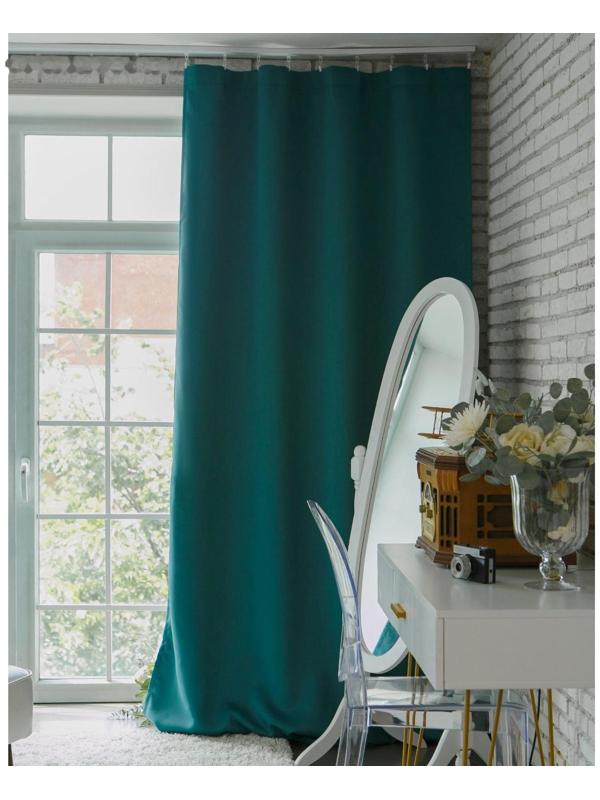 Штора портьерная «Этель» 250×265 см, блэкаут, цвет изумрудный, пл. 210 г/м², 100% п/э