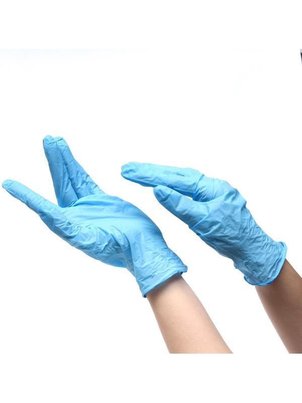 Перчатки медицинские нитриловые нестерильные, текстурированные Benovy, размер M, голубые, 100 пар