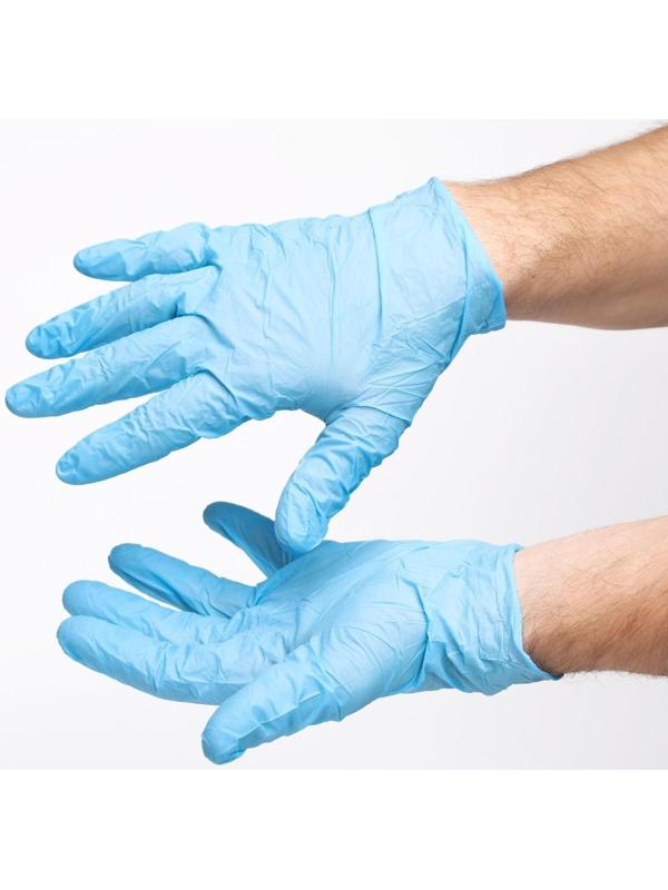 Медицинские перчатки нитриловые, нестерильные, неопудренные Benovy L, голубые