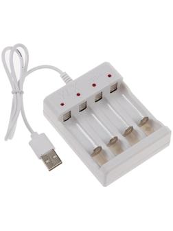 Зарядное устройство LuazON для 4х аккумуляторов АА или ААА UC-24, USB, ток заряда 250 мА, белое
