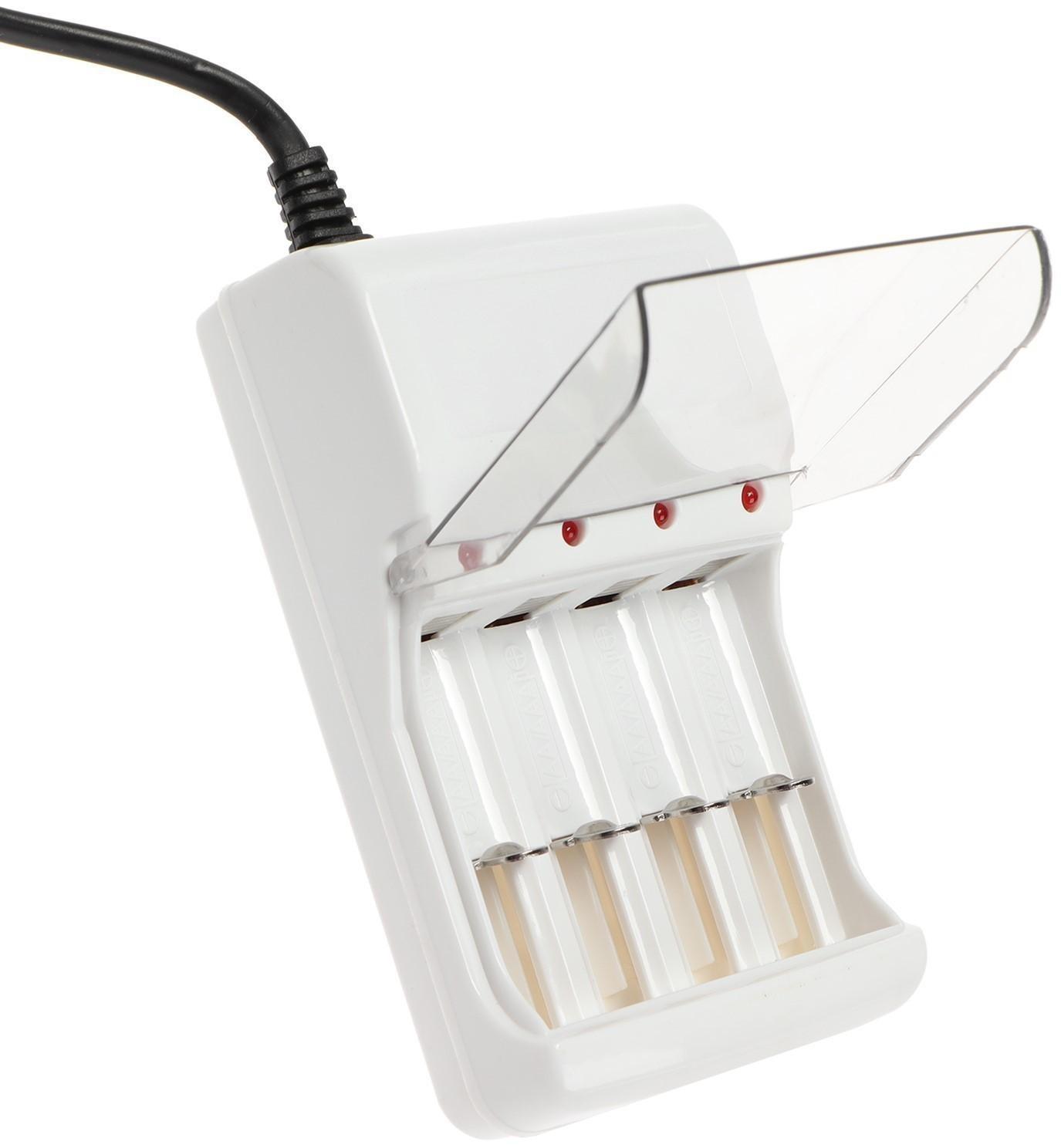 Зарядное устройство для четырех аккумуляторов АА или ААА CHR-56, 1 м,ток заряда 180 мА,белое