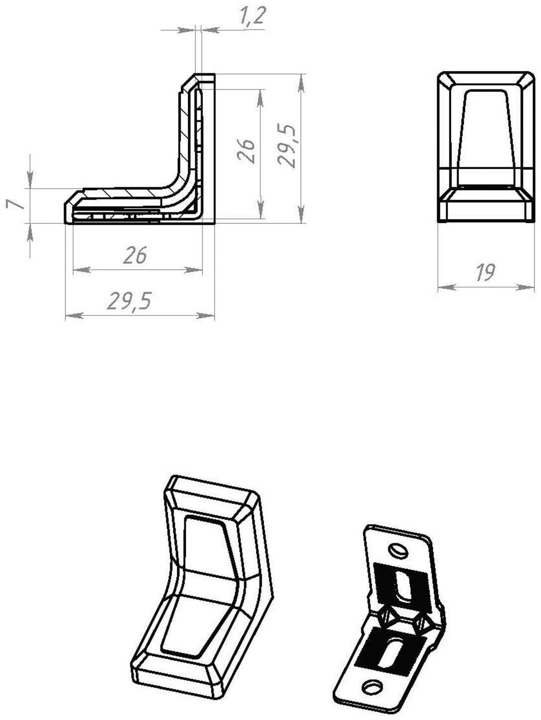 Уголок 26х26 с декоративной накладкой, коричневый/цинк, 250 шт.