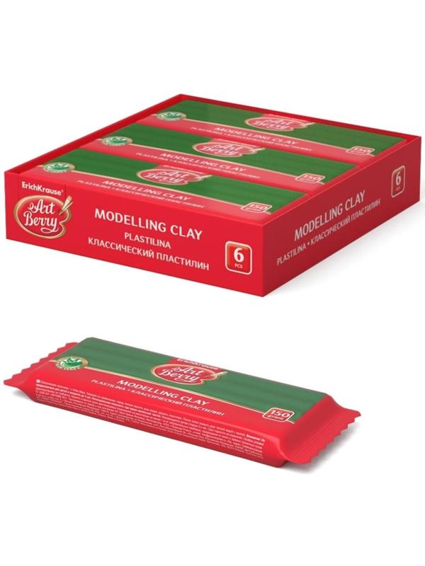 Пластилин зеленый, 150 г, ErichKrause, с алоэ вера, не прилипает к рукам и не пачкает одежду