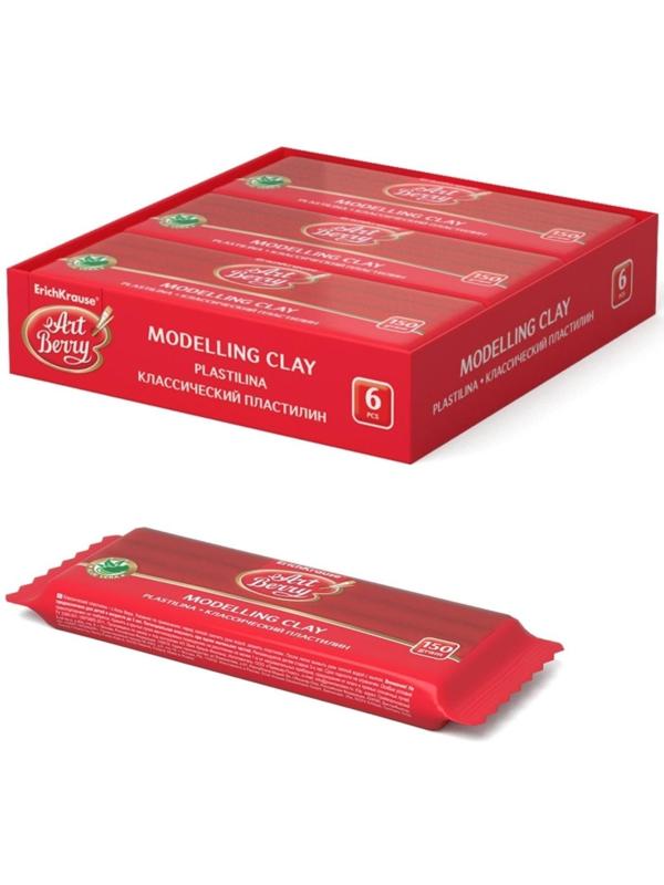 Пластилин красный, 150 г, ErichKrause, с алоэ вера, не прилипает к рукам и не пачкает одежду