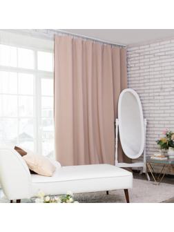 Штора портьерная Этель 250х265 см, двусторонний блэкаут, цвет бежевый, пл. 240 г/м2