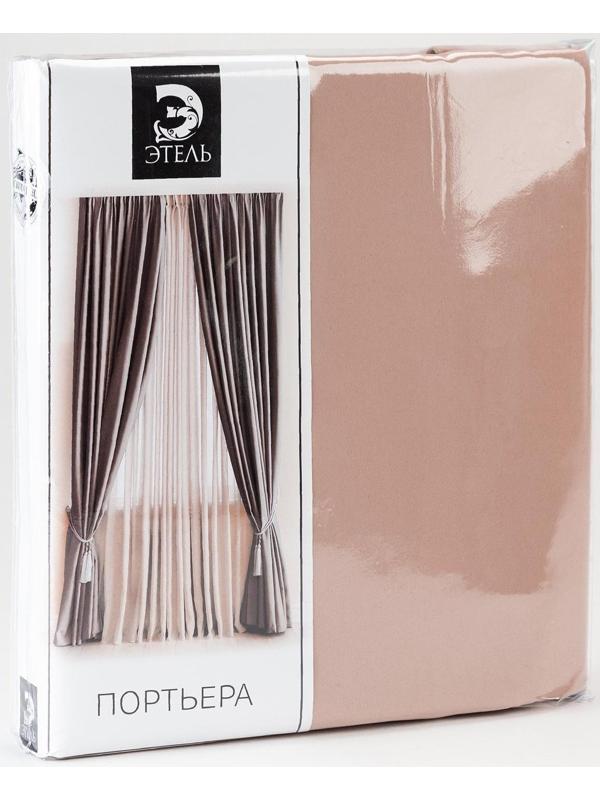 Штора портьерная Этель 250х265 см, двусторонний блэкаут, цвет бежевый, пл. 240 г/м2