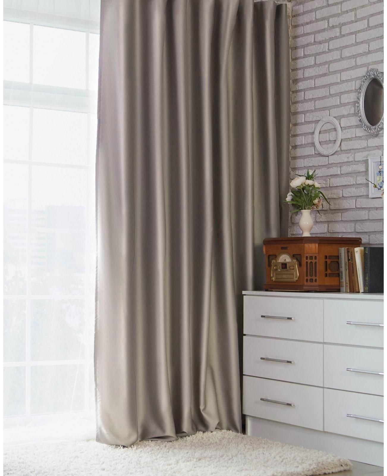 Штора портьерная «Этель» 130×300 см, двусторонний блэкаут, цвет Серебряный, пл. 240 г/м², 100% п/э