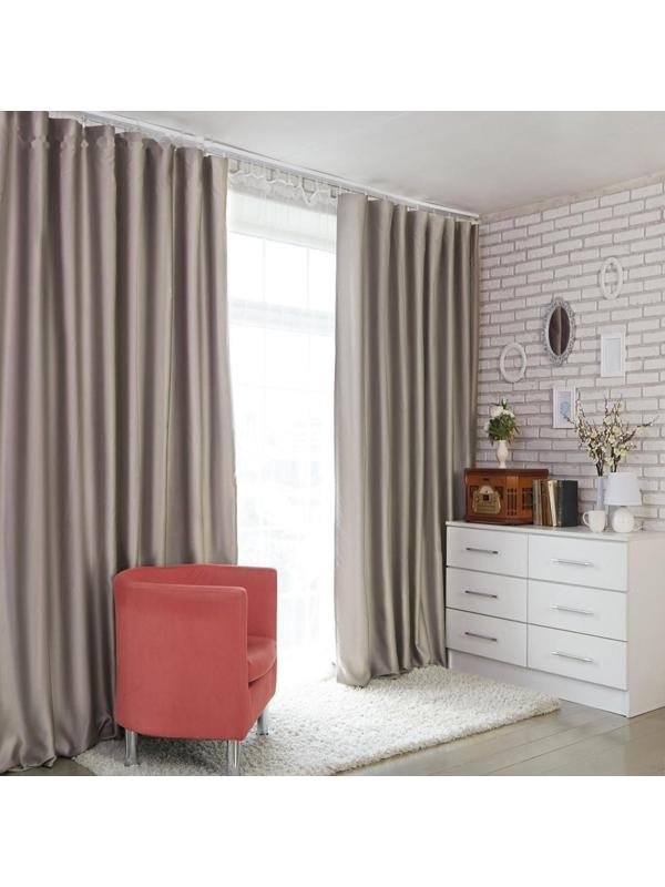 Штора портьерная «Этель» 130×300 см, двусторонний блэкаут, цвет Серебряный, пл. 240 г/м², 100% п/э