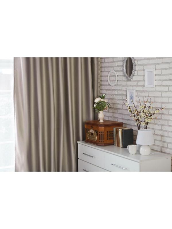 Штора портьерная «Этель» 130×300 см, двусторонний блэкаут, цвет Серебряный, пл. 240 г/м², 100% п/э