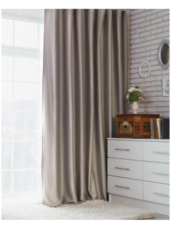 Штора портьерная «Этель» 130×300 см, двусторонний блэкаут, цвет Серебряный, пл. 240 г/м², 100% п/э