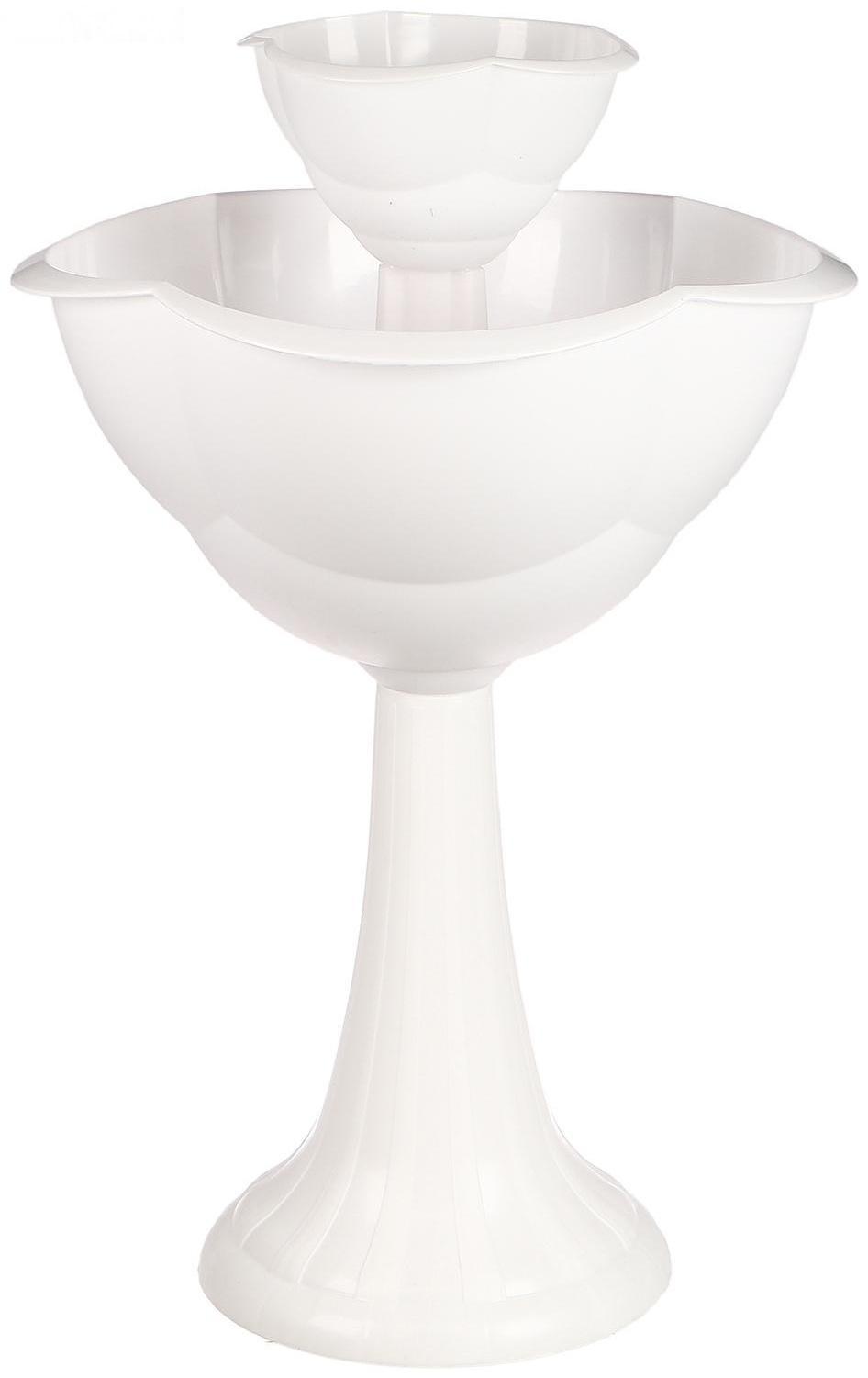 Клумба пластиковая, 2 яруса, d = 25–55 см, h = 87 см, на высокой ножке, белая