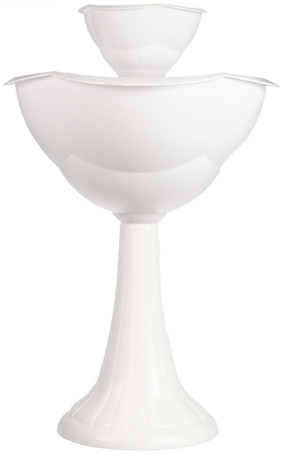 Клумба пластиковая, 2 яруса, d = 25–55 см, h = 87 см, на высокой ножке, белая