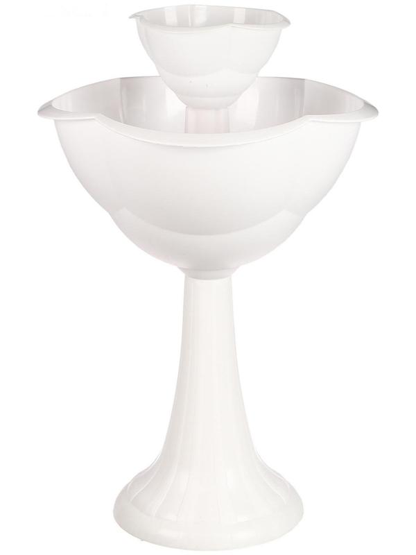 Клумба пластиковая, 2 яруса, d = 25–55 см, h = 87 см, на высокой ножке, белая