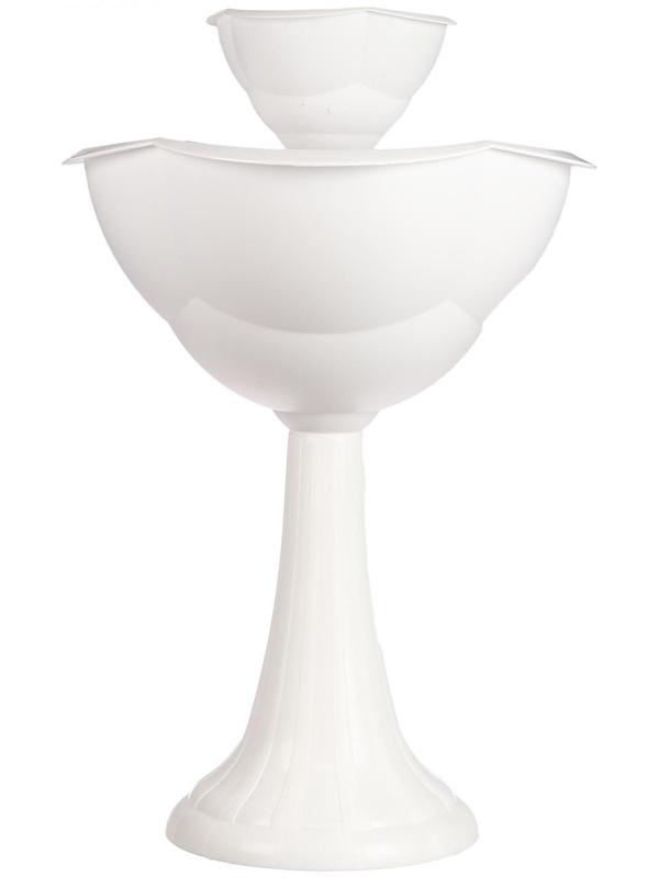 Клумба пластиковая, 2 яруса, d = 25–55 см, h = 87 см, на высокой ножке, белая