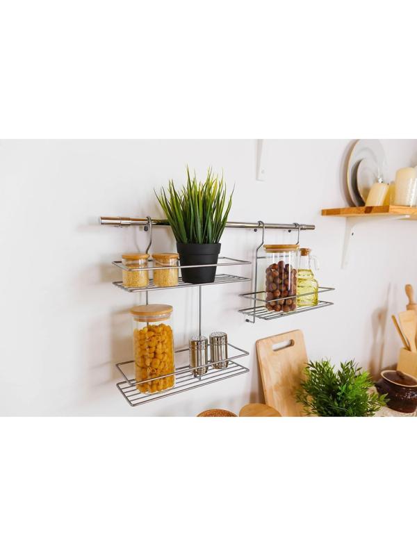 Полка для рейлинга прямая, 1 ярус, 27×26,5×13 см, d=25 мм, цвет хром