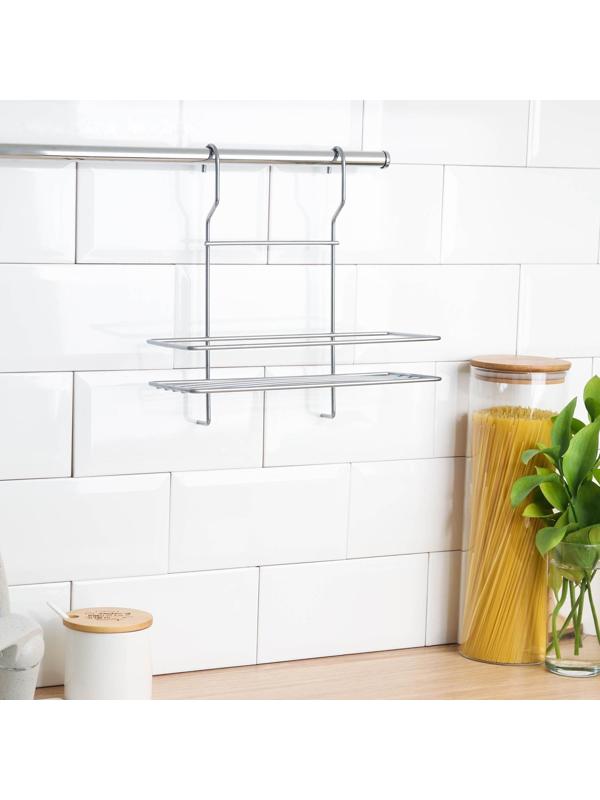 Полка для рейлинга прямая, 1 ярус, 27×26,5×13 см, d=25 мм, цвет хром