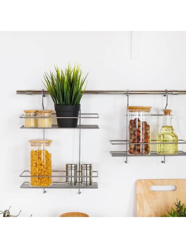 Полка для рейлинга прямая, 1 ярус, 27×26,5×13 см, d=25 мм, цвет хром