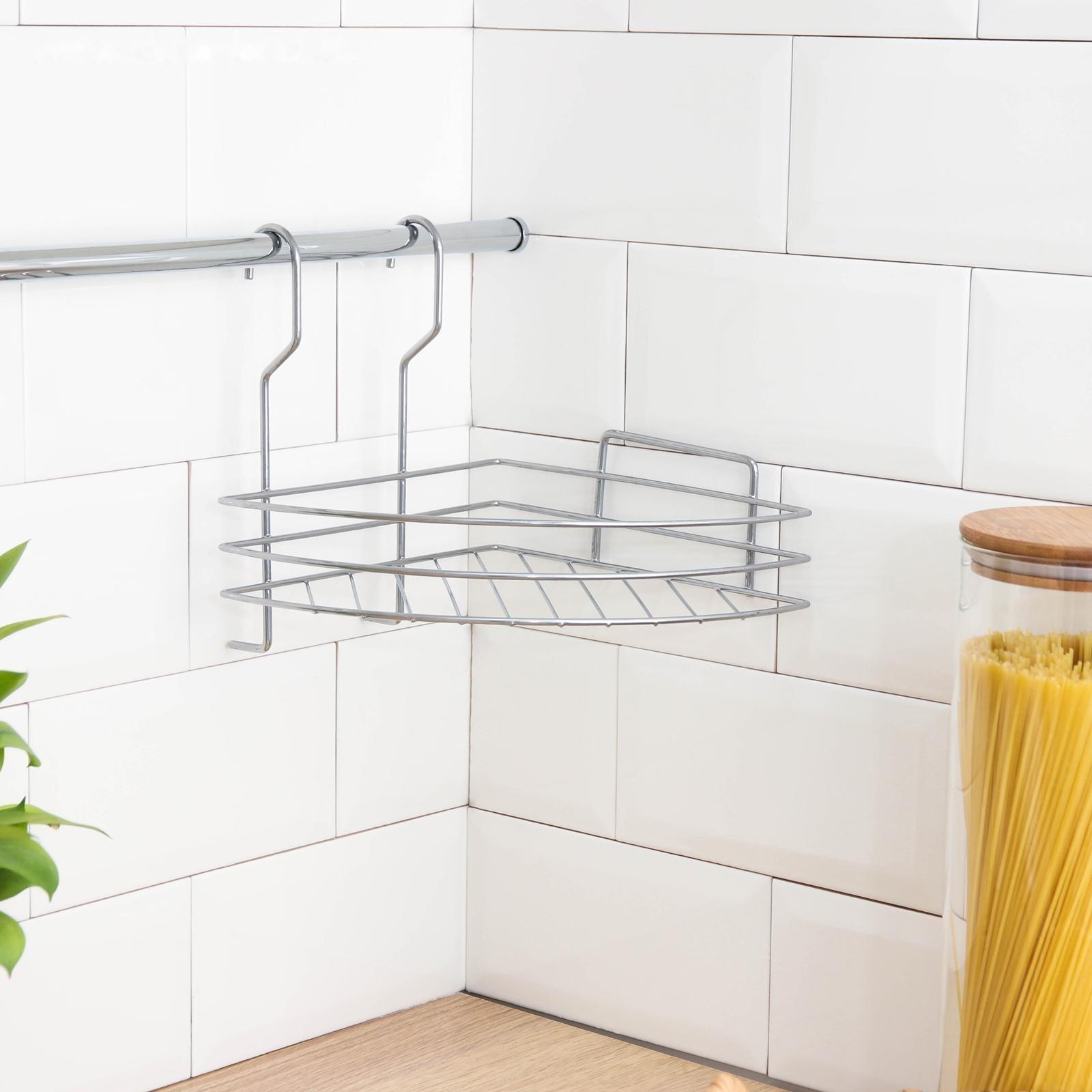 Полка для рейлинга угловая, 1 ярус, 20×21×27,5 см, d=25 мм, цвет хром