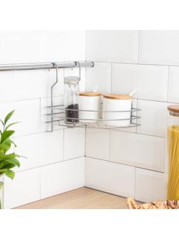 Полка для рейлинга угловая, 1 ярус, 20×21×27,5 см, d=25 мм, цвет хром