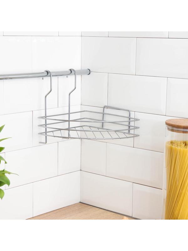 Полка для рейлинга угловая, 1 ярус, 20×21×27,5 см, d=25 мм, цвет хром