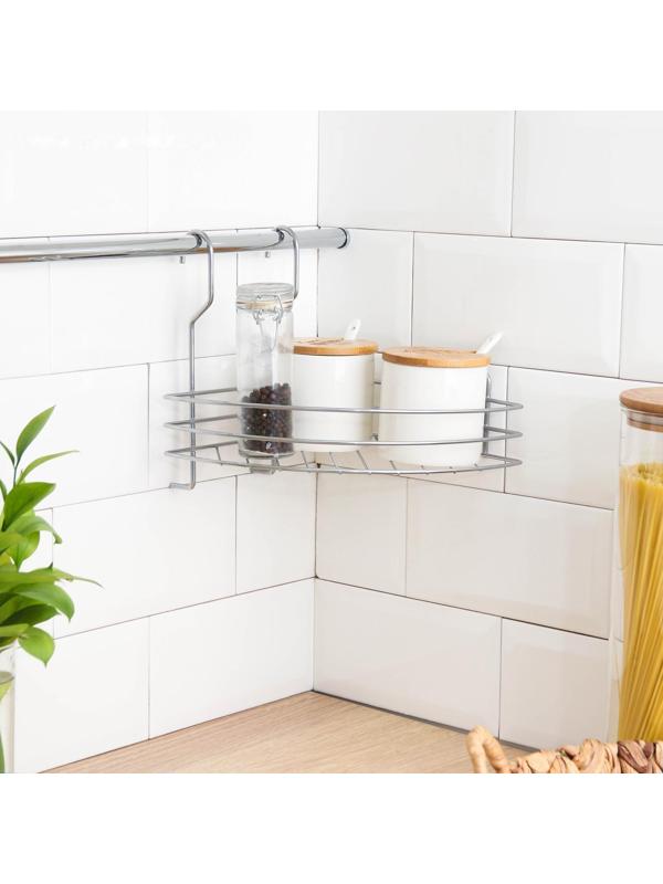 Полка для рейлинга угловая, 1 ярус, 20×21×27,5 см, d=25 мм, цвет хром