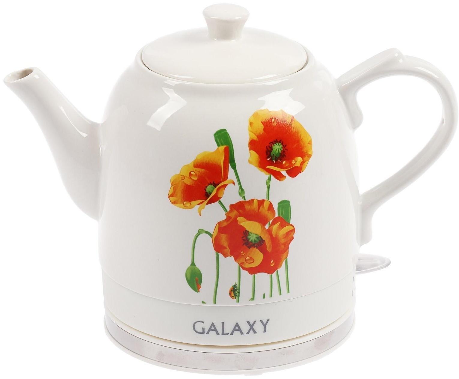 Чайник электрический Galaxy GL 0506, керамика, 1.4 л, 1400 Вт, белый