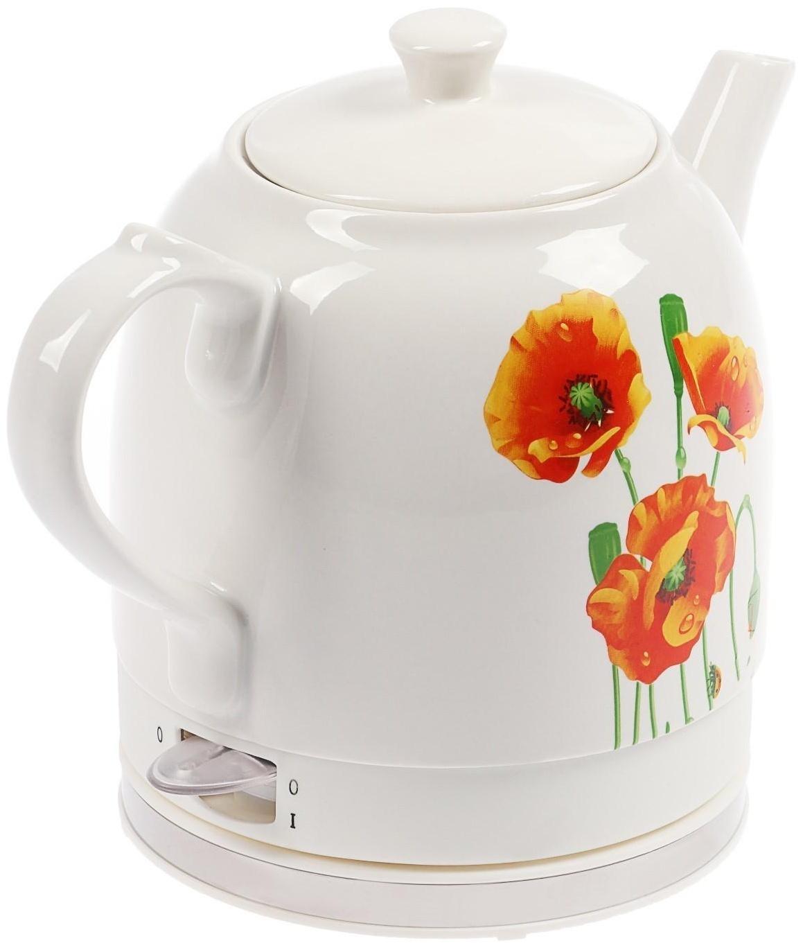 Чайник электрический Galaxy GL 0506, керамика, 1.4 л, 1400 Вт, белый