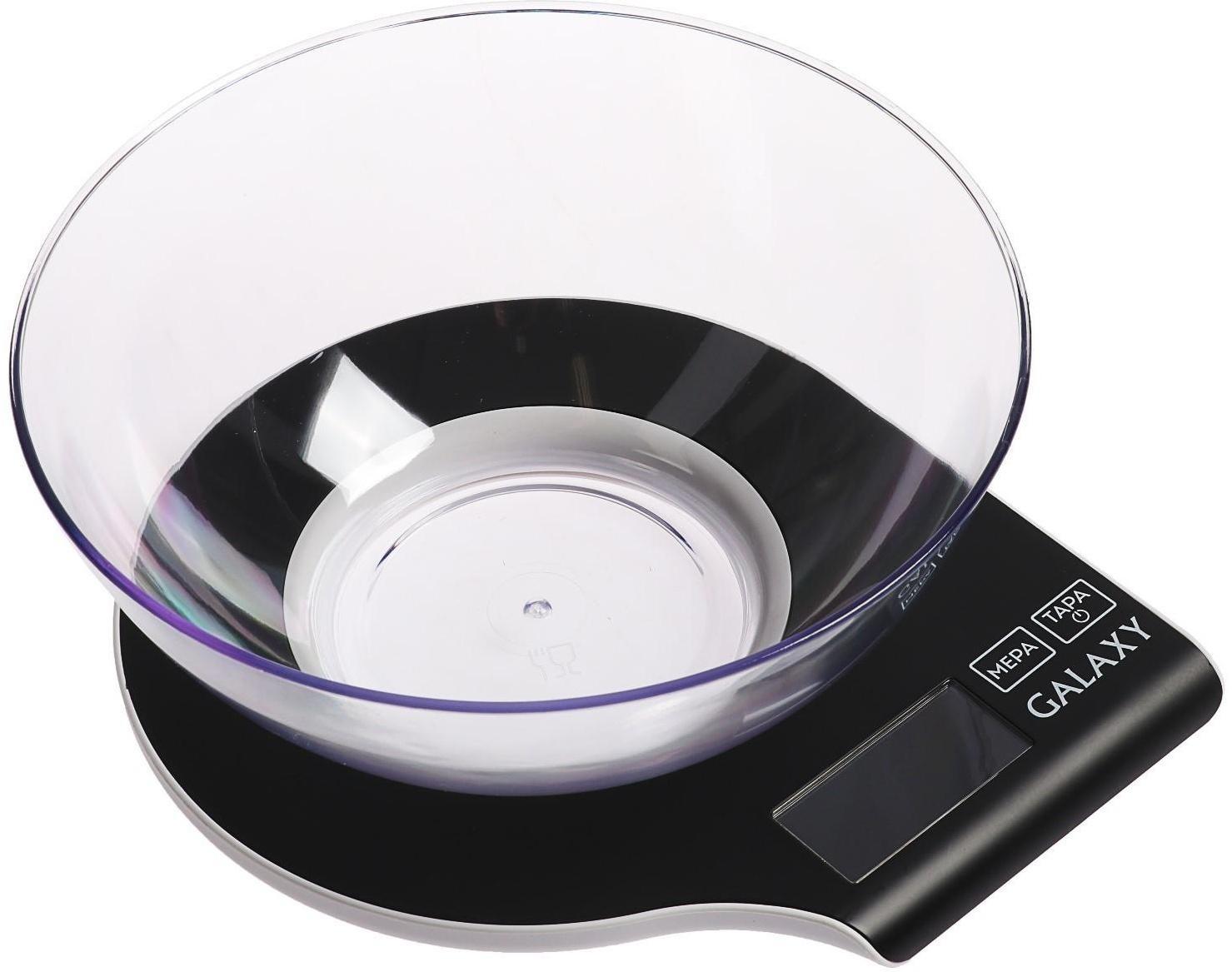 Весы кухонные Galaxy GL 2801, электронные, до 5 кг, чаша 2.2 л, чёрные