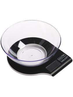 Весы кухонные Galaxy GL 2801, электронные, до 5 кг, чаша 2.2 л, чёрные