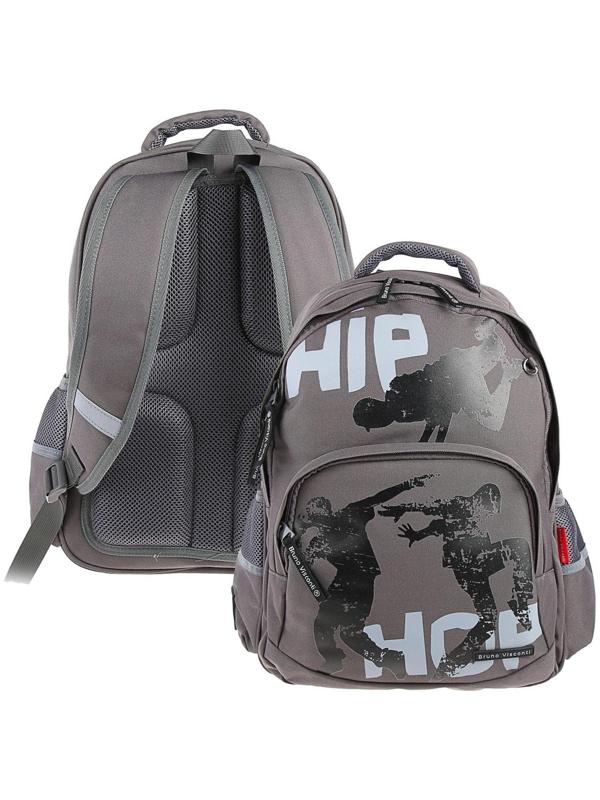 Рюкзак школьный Bruno Visconti, 40 х 30 х 16 см, эргономичная спинка, «Хип-Хоп», тёмно-серый