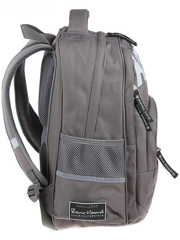 Рюкзак школьный Bruno Visconti, 40 х 30 х 16 см, эргономичная спинка, «Хип-Хоп», тёмно-серый