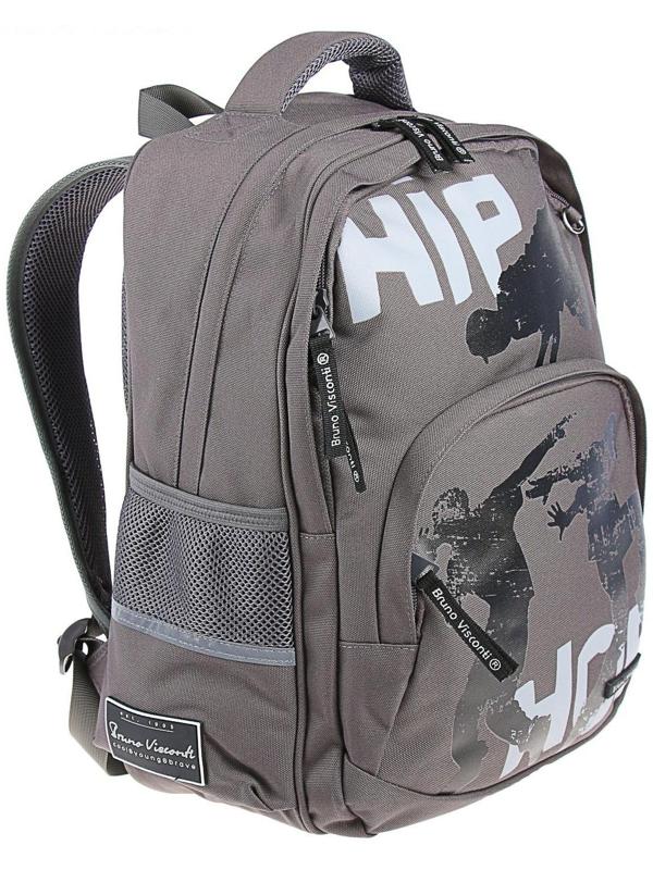 Рюкзак школьный Bruno Visconti, 40 х 30 х 16 см, эргономичная спинка, «Хип-Хоп», тёмно-серый