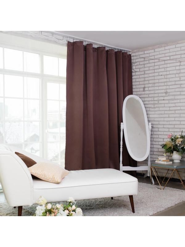 Штора портьерная «Этель» 130×300 см, двусторонний блэкаут, цвет Шоколад, пл. 240 г/м², 100% п/э