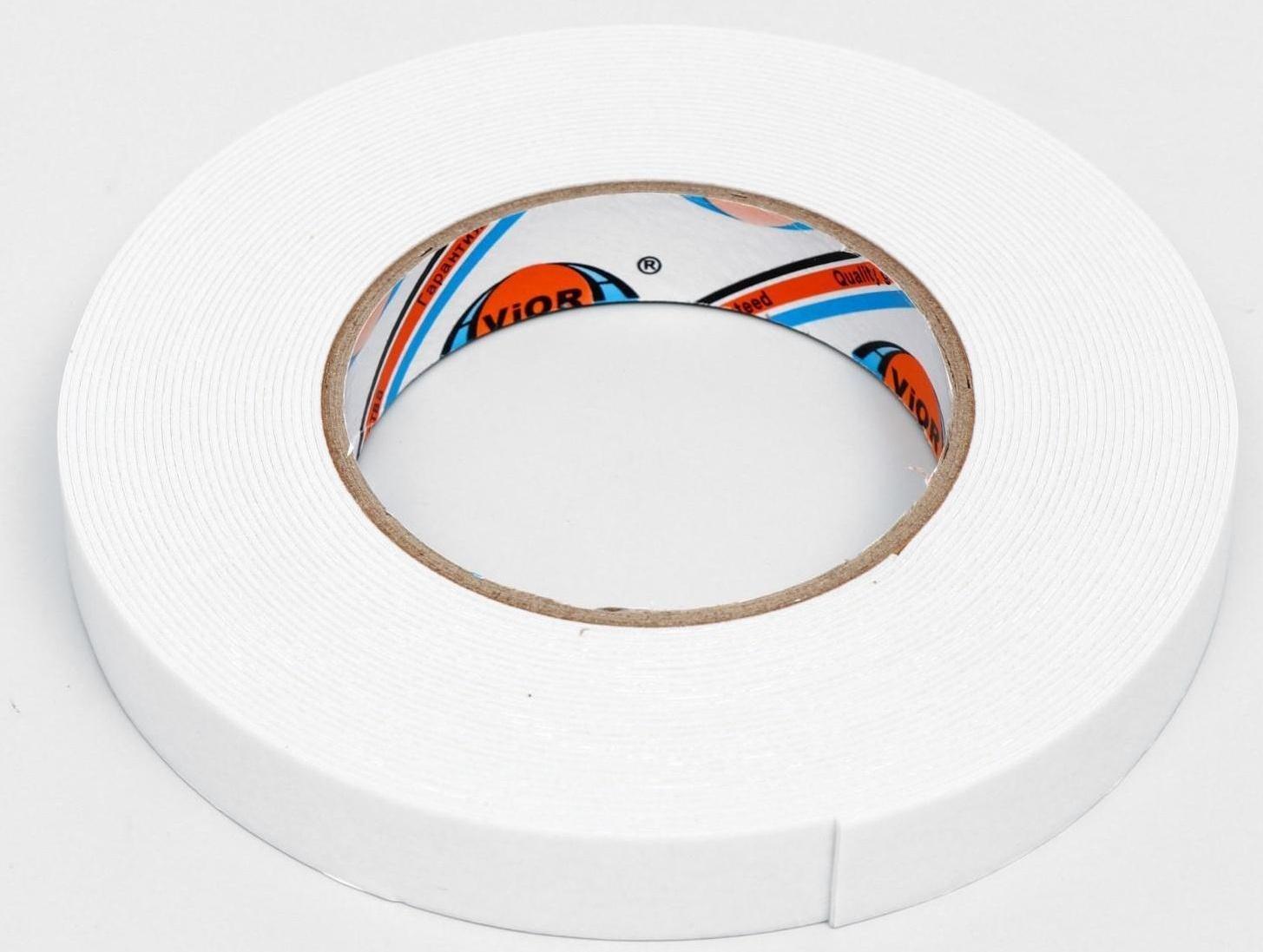 Двусторонняя клейкая лента Aviora, на вспененной основе, белая, 19 мм, 10 м