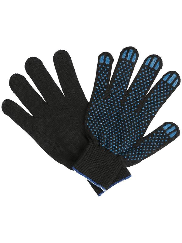 Перчатки, х/б, вязка 10 класс, 3 нити, размер 9, с ПВХ, чёрные