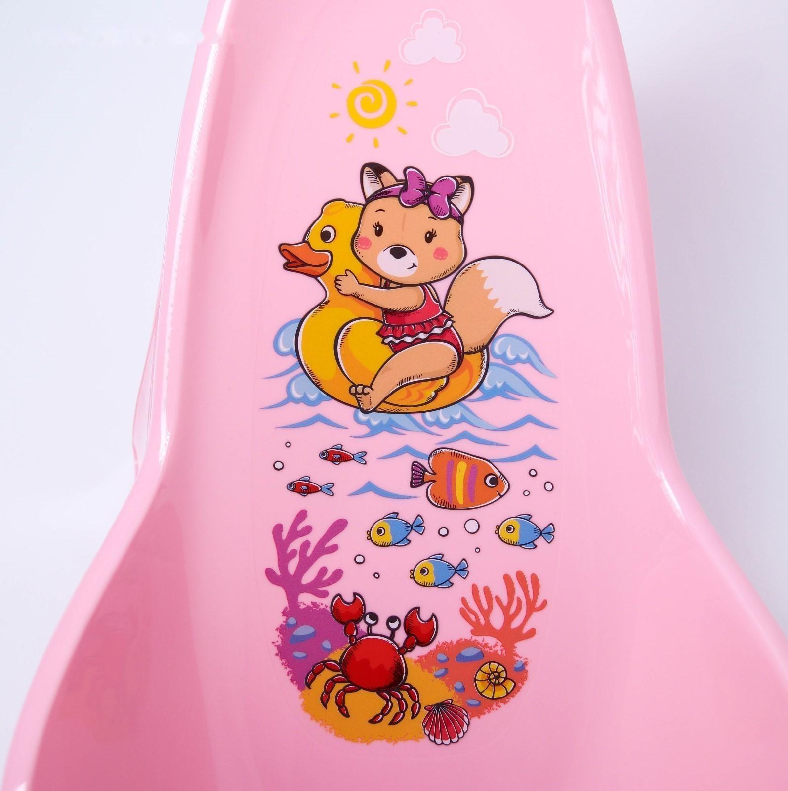 Горка для купания с декором, цвет светло-розовый, рисунок МИКС
