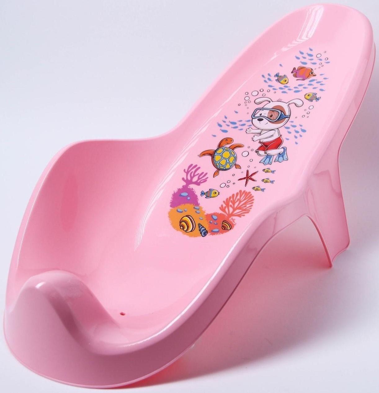 Горка для купания с декором, цвет светло-розовый, рисунок МИКС